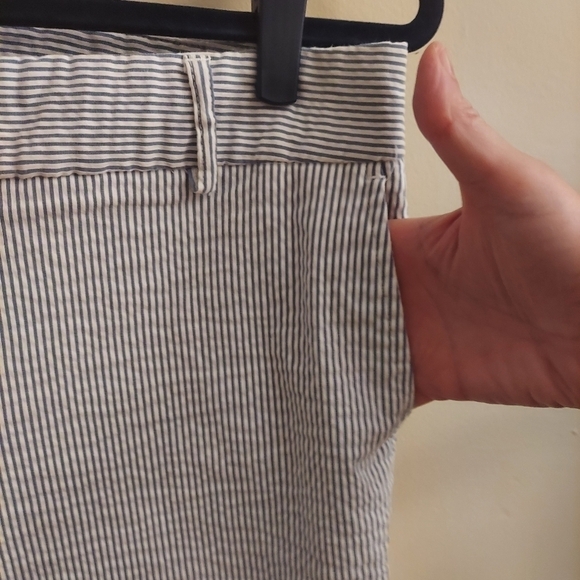 DALIA Seersucker Pinstriped Cropped Mid Rise Pants - Picture 4 of 11